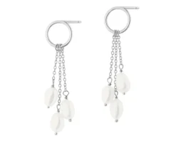 Kolczyki srebrne z perłami - koła