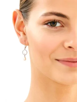 Kolczyki srebrne z perłami i cyrkoniami - koła