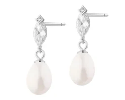 Kolczyki srebrne z perłami i cyrkoniami