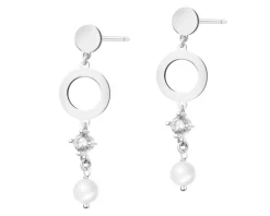Kolczyki srebrne z perłami i cyrkoniami - koła