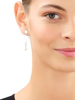 Kolczyki srebrne z perłami i cyrkoniami - koła