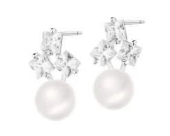 Kolczyki srebrne z perłami i cyrkoniami
