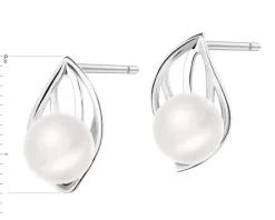 Kolczyki srebrne z perłami - liście