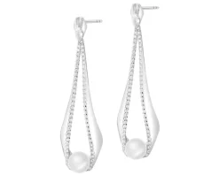 Kolczyki srebrne z perłami i cyrkoniami