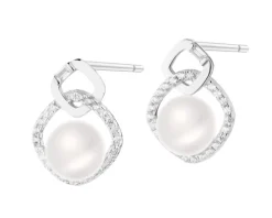 Kolczyki srebrne z perłami i cyrkoniami