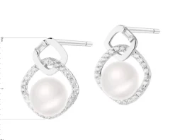 Kolczyki srebrne z perłami i cyrkoniami