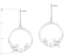 Kolczyki srebrne z perłami i cyrkoniami - koła