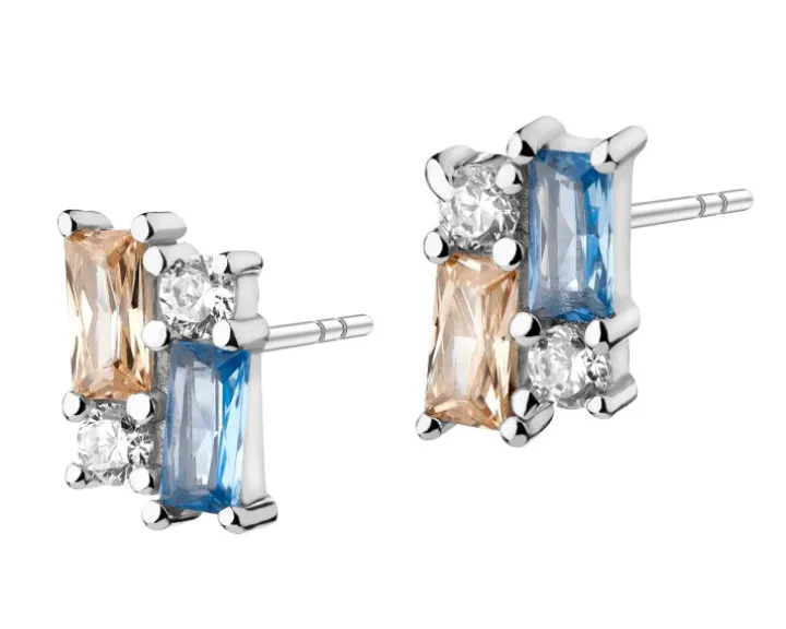 Kolczyki srebrne ze spinelem i cyrkoniami