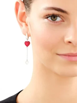 Kolczyki srebrne ze szlifowanym szkłem - serca