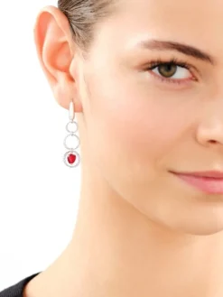 Kolczyki srebrne ze szlifowanym szkłem - serca, koła