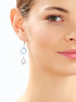 Kolczyki srebrne ze szlifowanym szkłem - koła