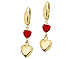 Kolczyki srebrne ze szlifowanym szkłem - serca