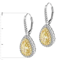 Kolczyki z  białego i żółtego złota z diamentami - VS1-VS2/Fancy Light Yellow - 2,77 ct - próba 750