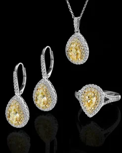Kolczyki z  białego i żółtego złota z diamentami - VS1-VS2/Fancy Light Yellow - 2,77 ct - próba 750