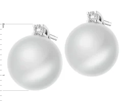 Kolczyki z białego złota z brylantami i perłami South Sea - próba 585