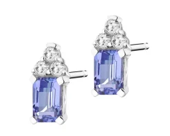 Kolczyki z białego złota z brylantami i tanzanitami - próba 585