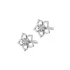 Kolczyki z białego złota z diamentami - kwiaty - 0,006 ct - próba 585