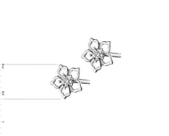 Kolczyki z białego złota z diamentami - kwiaty - 0,006 ct - próba 585