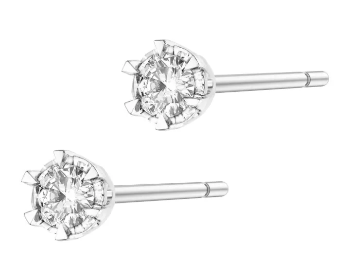 Kolczyki z białego złota z brylantami - 0,36 ct - próba 585