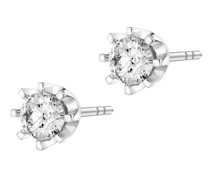 Kolczyki z białego złota z brylantami - SI2/H - 0,68 ct - próba 585