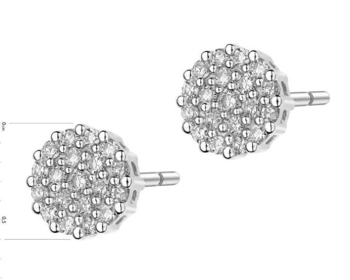 Kolczyki z białego złota z diamentami - 0,16 ct - próba 585