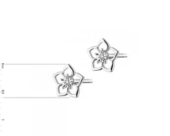 Kolczyki z białego złota z diamentami - kwiaty - 0,006 ct - próba 375