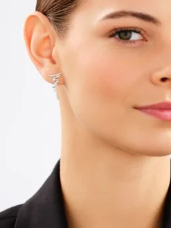 Kolczyki z białego złota z diamentami - 0,15 ct - próba 585