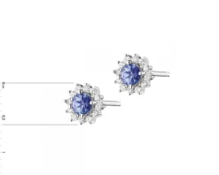 Kolczyki z białego złota z diamentami i tanzanitami - próba 585