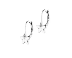 Kolczyki z białego złota z diamentami - kwiaty - 0,008 ct - próba 585