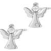 Kolczyki z białego złota z diamentami- aniołki - 0,004 ct - próba 375