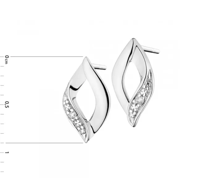 Kolczyki z białego złota z diamentami - 0,008 ct - próba 375