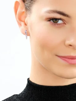 Kolczyki z białego złota z diamentami i tanzanitami - próba 585