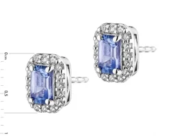 Kolczyki z białego złota z diamentami i tanzanitami - próba 585