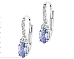 Kolczyki z białego złota z brylantami i tanzanitami - próba 585