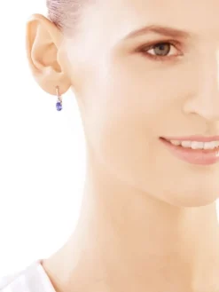 Kolczyki z białego złota z brylantami i tanzanitami - próba 585