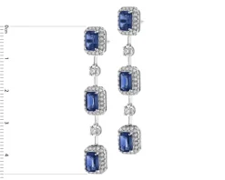 Kolczyki z białego złota z brylantami i szafirami - próba 750