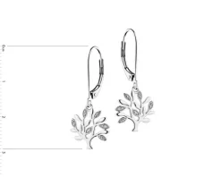 Kolczyki z białego złota z diamentami - drzewka - 0,02 ct - próba 585