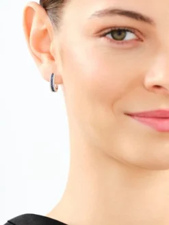 Kolczyki z białego złota z diamentami i szafirami - próba 585