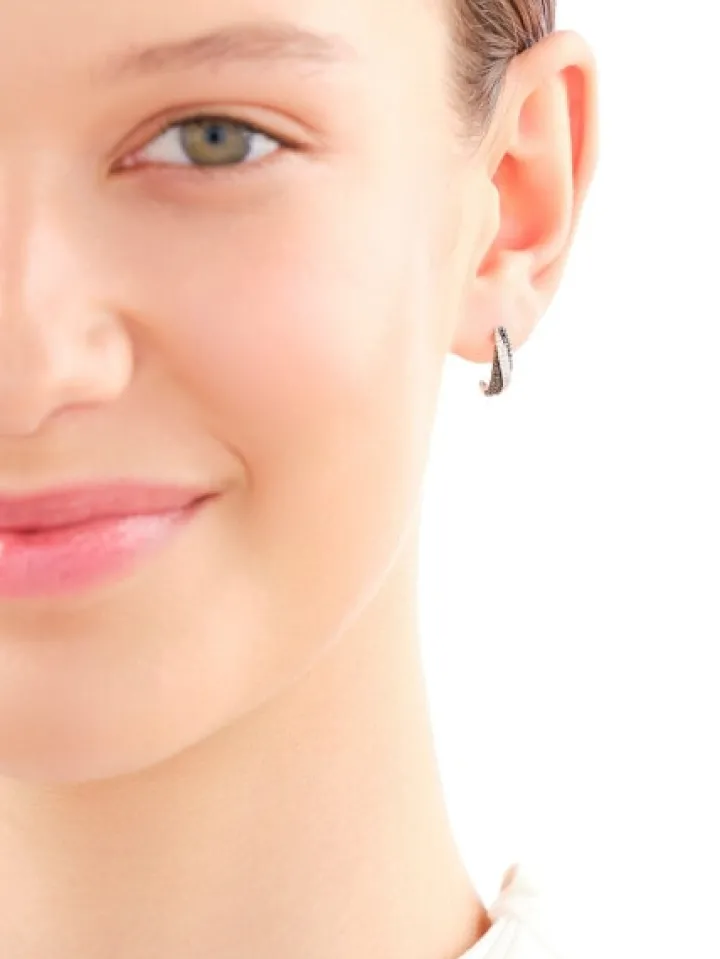 Kolczyki z białego złota z diamentami - 0,28 ct - próba 585