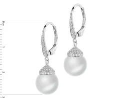 Kolczyki z białego złota z brylantami i perłami South Sea - próba 750