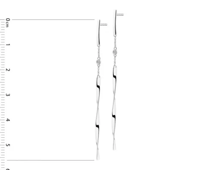 Kolczyki z białego złota z diamentami - 0,01 ct - próba 585