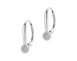 Kolczyki z białego złota z diamentami - 0,09 ct - próba 585