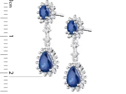 Kolczyki z białego złota z brylantami i szafirami - próba 585