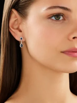 Kolczyki z białego złota z brylantami i szafirami - próba 585