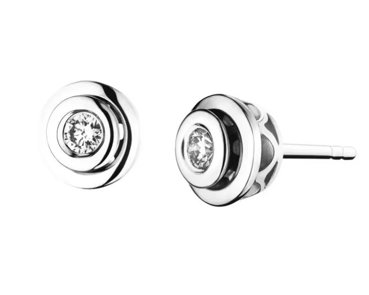 Kolczyki z białego złota z brylantami - 0,15 ct - próba 585