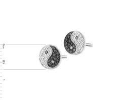 Kolczyki z białego złota z diamentami - yin yang - 0,16 ct - próba 585