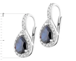 Kolczyki z białego złota z brylantami i szafirami - próba 585