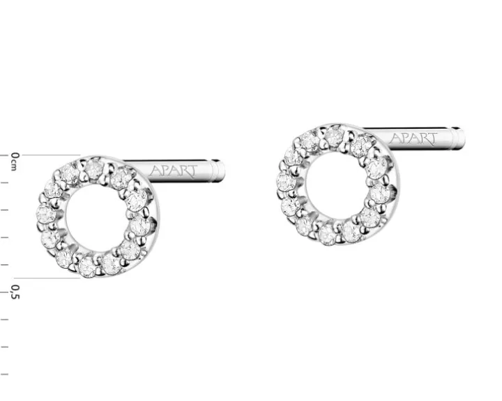 Kolczyki z białego złota z diamentami - koła - 0,05 ct - próba 375