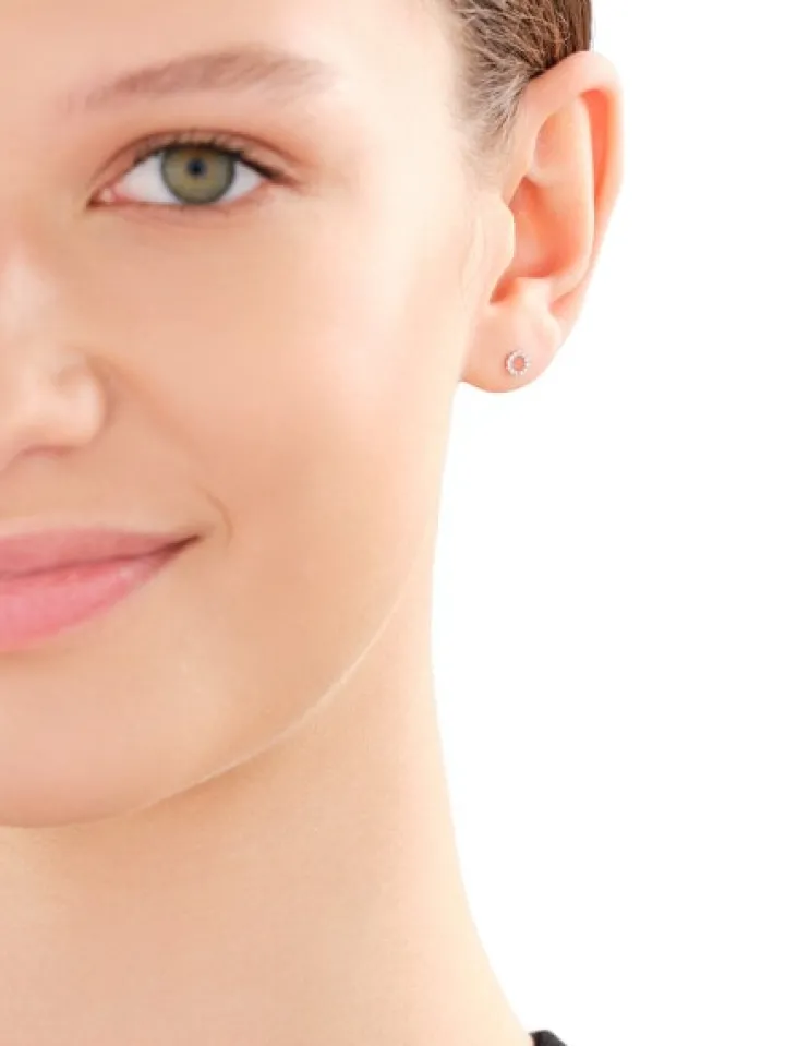 Kolczyki z białego złota z diamentami - koła - 0,05 ct - próba 375