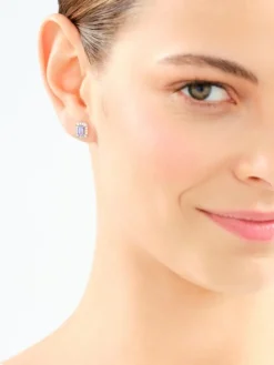 Kolczyki z białego złota z brylantami i tanzanitami - próba 585